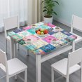 thumbnail image 3 of Pioneer Flower Floral Print Pattern Square Fitted Tablecloth with Elastic Edge,Square Table Cover,Washable Elastic Table Cover for Home Kitchen Party Decor 36"x36", 3 of 6