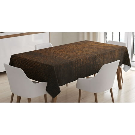 Round Timber Table Wooden Decor Tablecloth, Old Vintage Antique Timber Oak Background Rustic Floor Artisan Photo Print, Rectangular Table Cover for Dining Room Kitchen, 52 X 70 Inches, Chestnut Brown, by Ambesonne ()