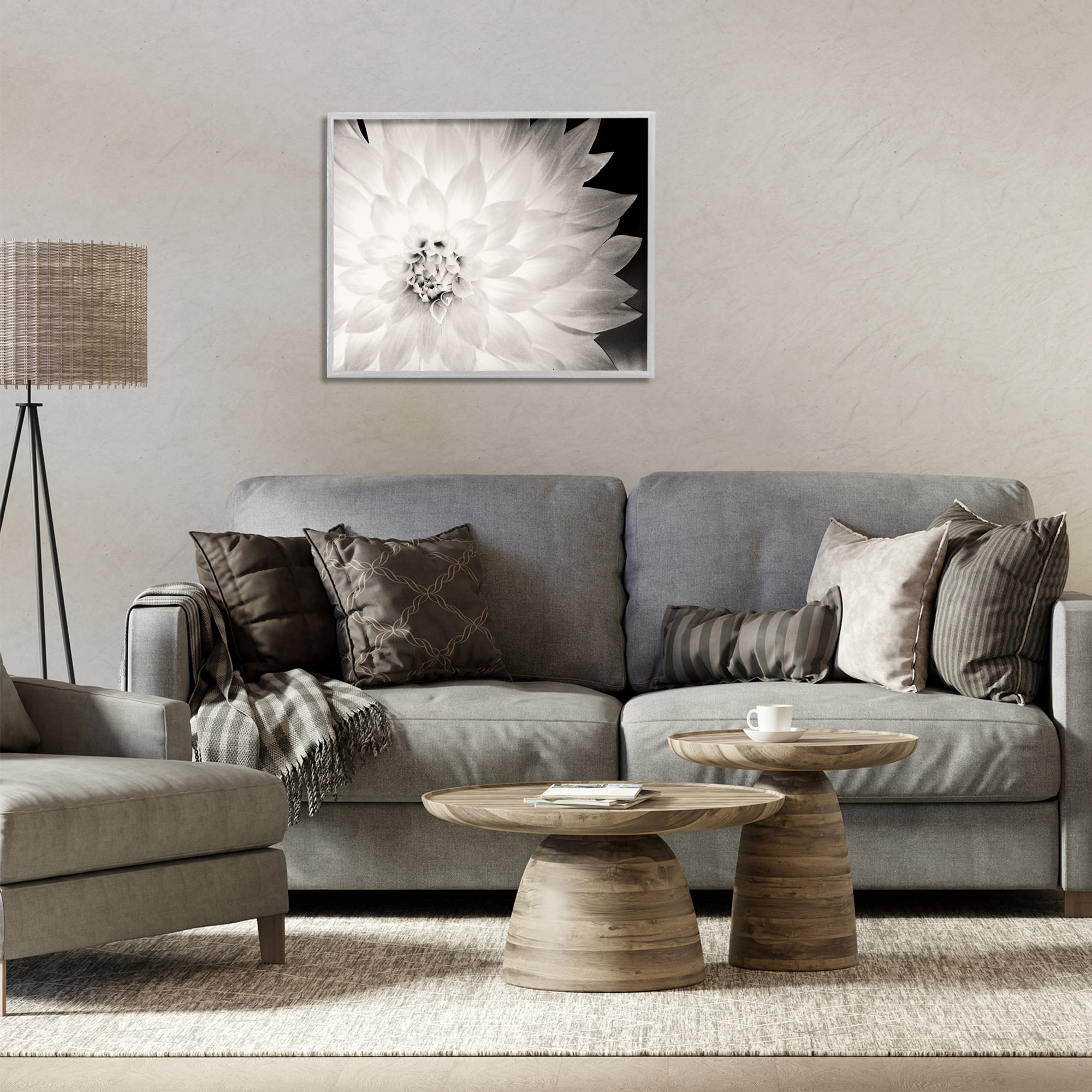 Stupell Industries Strong Dahlia Petals Botanical & Floral Photography Gray Framed Art Print Wall Art, 30 x 24