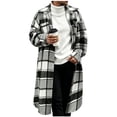 thumbnail image 2 of Mens Flannel Jackets Dqueduo Men's Color Block Geometric Button Hooded Long Sleeve Water Repellent Casual Cardigan Coat Black XL, 2 of 7