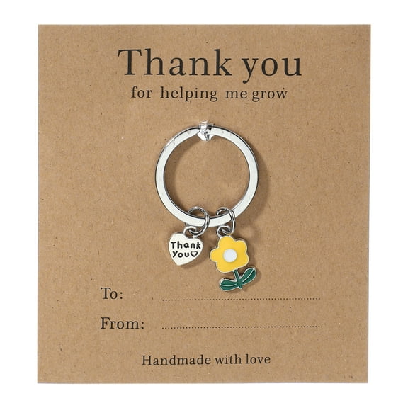 Uxcell Teacher Appreciation Keychain Gifts, Cute Flower Pendant Charm Keyring Purse Bag Accessories Car Ring Pendant Yellow