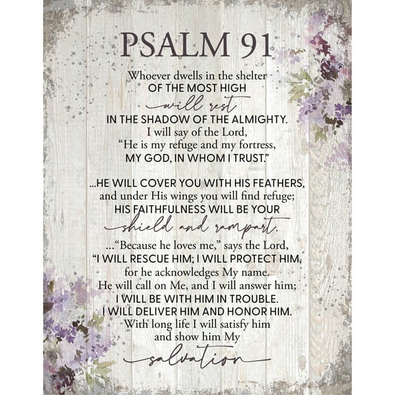 Dexsa Psalm 91 Wood Plaque with Inspiring Quote 11.75 in x 15 in