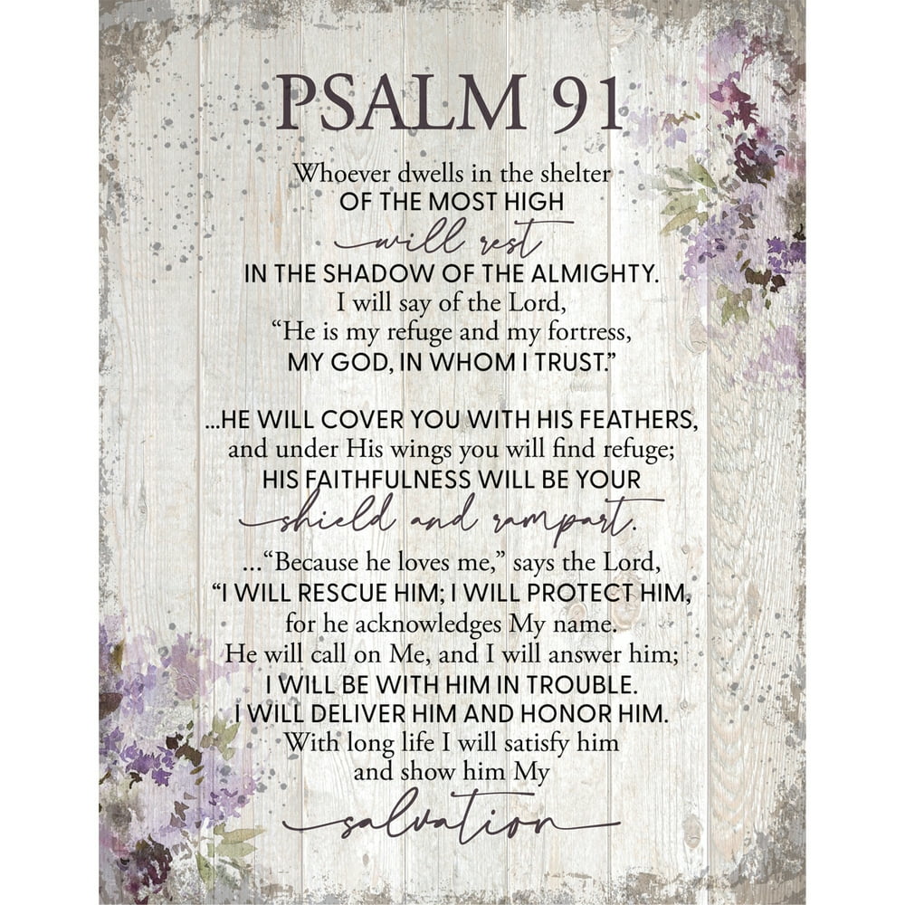 Psalm 91 Wood Plaque Inspiring Quote 11.75 in x 15 in - Classy Vertical