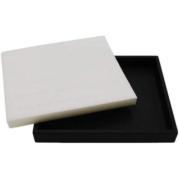 N'icePackaging 2 Qty Black Plastic Jewelry Tray w/Ethereal White 36 Ct Ring Foam Insert Companion - Half Tray Size 7.25" x 8.25" x 1"