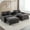 Black, variant on EUROCO 112.6" Sectional Sofa Couch, Chenille Upholstered Sofa with 2 Removable Ottoman, 2 USB Ports, 4 Pillows, 2 Cup Holders, Double Cushion Design and Large Storage Box for Living Room, Blue