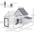 thumbnail image 3 of PawHut Chicken Coop Rabbit Hutch with Nest Box, Ramp, 65", 3 of 10