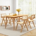 thumbnail image 4 of Costway Set of 4 Rattan Accent Chairs Mid Century Dining Armchair Bamboo Frame Kitchen Natural, 4 of 10