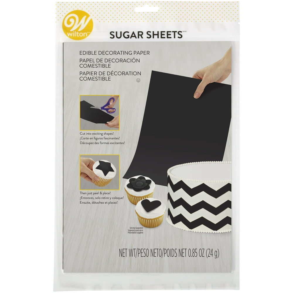 Wilton Black Sugar Sheets Edible Decorating Paper, 0.85 oz. Walmart