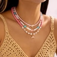 thumbnail image 4 of NICKSUN Boho Beach Vacation Multi-Layer Beaded Stackable Necklace, Colorful Seed Bead Choker with Starfish, Seashell, Fish & Mermaid Tail Charms, Coastal Ocean Layered Statement Jewelry, 4 of 8