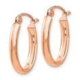 thumbnail image 2 of Real 14kt Rose Gold Polished Half-Round Oval Hoop Earrings; for Adults and Teens; for Women and Men, 2 of 4