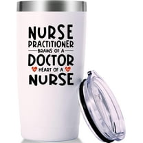 Nurse Practitioner Brains Of A Doctor Heart Of A Nurse Mug.Nurses Week,Nursing School Graduation Gifts.Thank You,Appreciation Gifts for Nurses Practitioner Tumbler(20oz White)