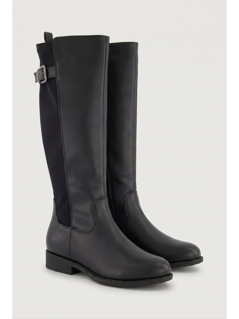High Riding Patelal Women's Buckle Detail Stretch Back Knee High Riding Boots - Walmart.com