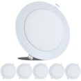 thumbnail image 1 of LeisureLED Paquete de 5 luces empotrables de techo para barcos RV, 720 lúmenes, panel de luz LED súper delgado, CC 12 V, 5,75 pulgadas, 9 W, luces empotrables de aluminio, 700 lúmenes cálidos (blanco, 1 of 5
