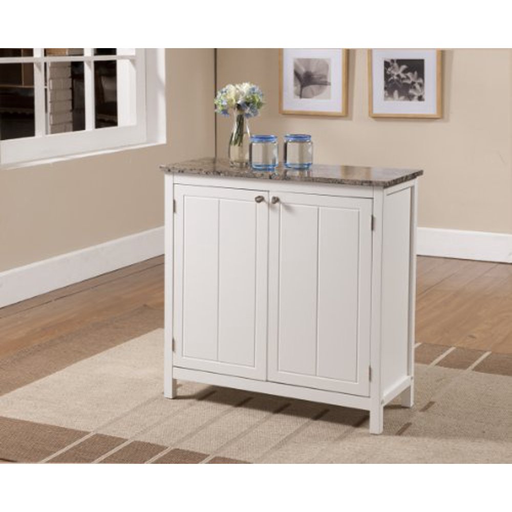 Kings Brand White With Marble Finish Top Kitchen Island Storage