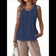 thumbnail image 1 of Camisetas de Sin Mangas para Mujer, Blusas Informales Holgadas con Cuello en V, Blusas Tipo Túnica, Azul Oscuro, Talla L, 1 of 9