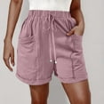 thumbnail image 5 of BiZtdJrK Womens Solid Boxer Shorts Drawstring Elastic Waisted Short Trousers Comfy Outdoor Jogger Hiking Shorts with Pockets on sale and clearance Pink L, 5 of 8