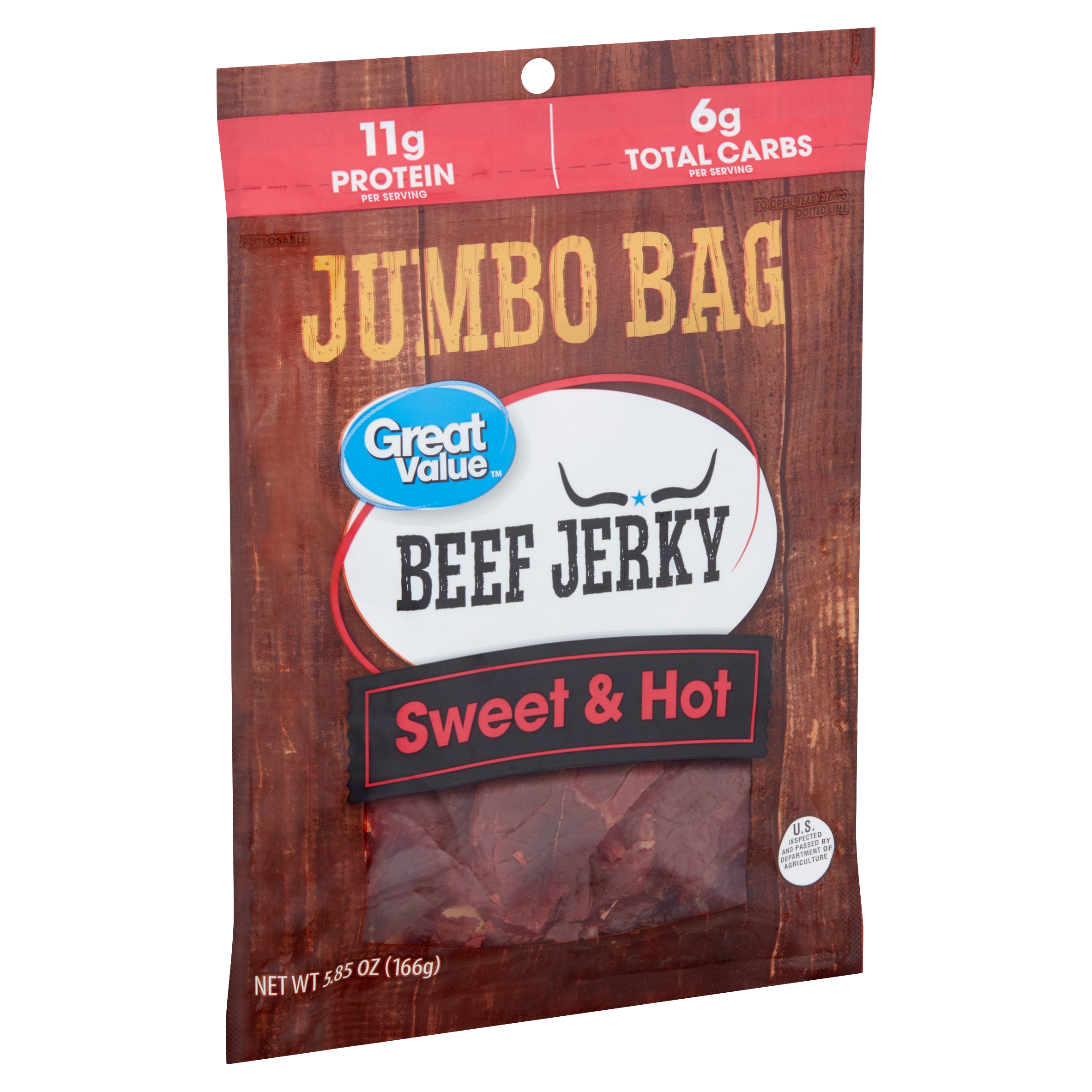 Great Value Sweet & Hot Beef Jerky Jumbo Pack, 5.85 Oz.