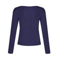thumbnail image 5 of Long Sleeve Shirts for Women Cotton Womens Long Sleeve Stretch Crewneck Ribbed T Shirt Fitted Casual Basic Tops Z0A-Dark Blue, L, 5 of 7