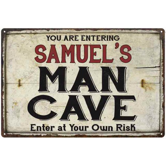 SAMUEL'S Man Cave Sign Rustic Garage Decor Gift 8x12 Metal 108120035063