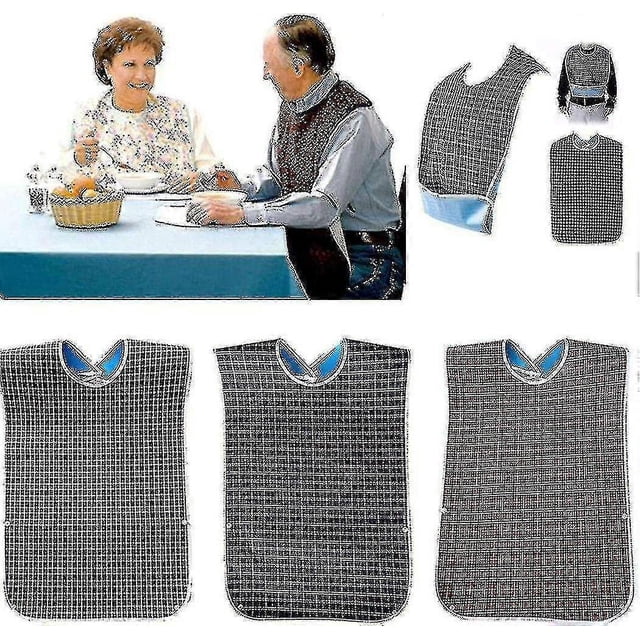 Baberos para adultos (paquete de 3) con recogemigas - Babero lavable para comer, talla grande. El mejor regalo para adultos.