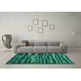 thumbnail image 3 of Ahgly Company Machine Washable Indoor Rectangle Abstract Turquoise Blue Modern Area Rugs, 2' x 5', 3 of 4