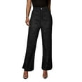 thumbnail image 2 of Baqcunre Women's New Sequin Solid Color High-Waisted Retro Pants Size S-XXL,Womens Fashion Wide Leg Pants Woman Flare Pants for Women Women's Pants Black, 2 of 6