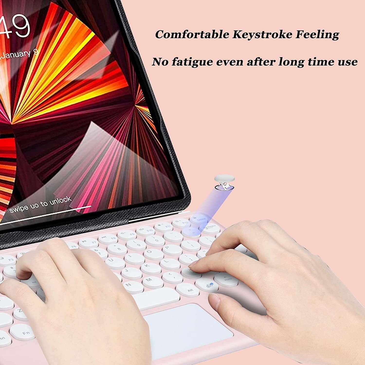 JINRAN Wireless Bluetooth Keyboard with Touchpad for ipad, Portable Mini Small Universal Rechargeable 10 inch Ultra-Slim Wireless Keyboard for Tablet Smartphone PC Computer Laptop Windows Android iOS