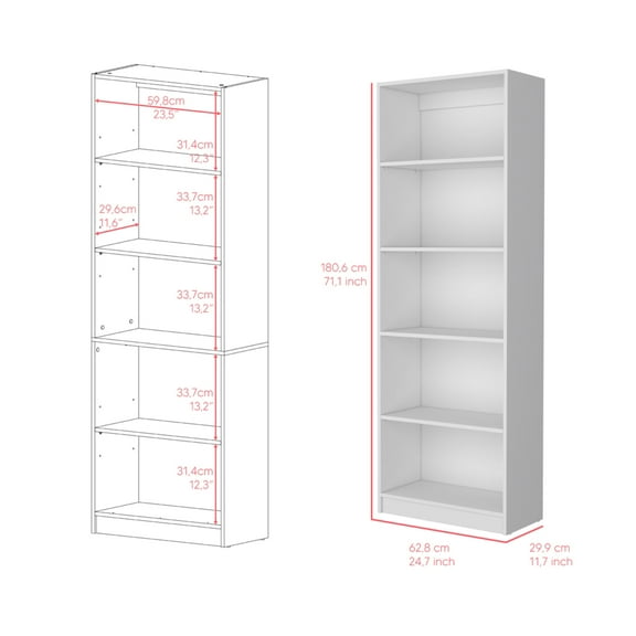 Newboti Furniture Bookcase 4-Shelves Benzoni, Office, White 40174