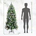 thumbnail image 3 of Costway 6ft Unlit Snowy Hinged Artificial Christmas Pencil Tree w/ Red Berries, 3 of 10
