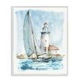 thumbnail image 4 of Stupell Industries Nautical Sailboat & Lighthouse Coastal Painting White Framed Art Print Wall Art, 4 of 5