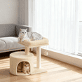 thumbnail image 4 of LEDREM Small Cat Tree Tower with Sisal Scratching Post, Plush Condo with Padded Perch & Cave, for Kittens, Small Spaces, Sand Beige, 4 of 6