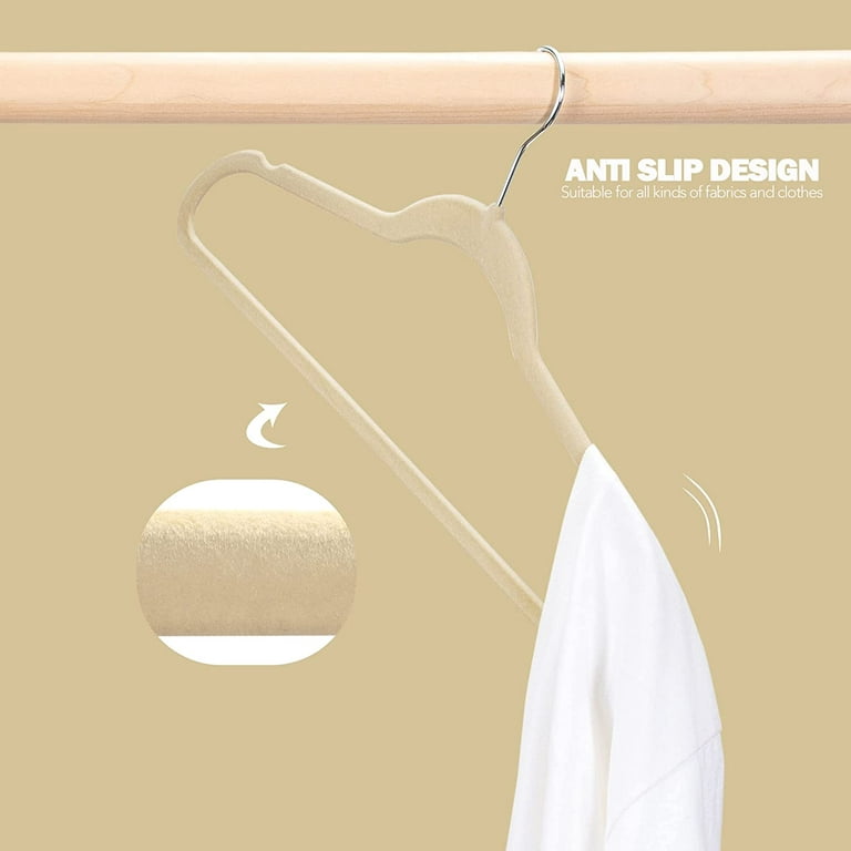 PeiQiH 10 Pack Adult Velvet Clothes Hangers, Not-Slip Notched 360