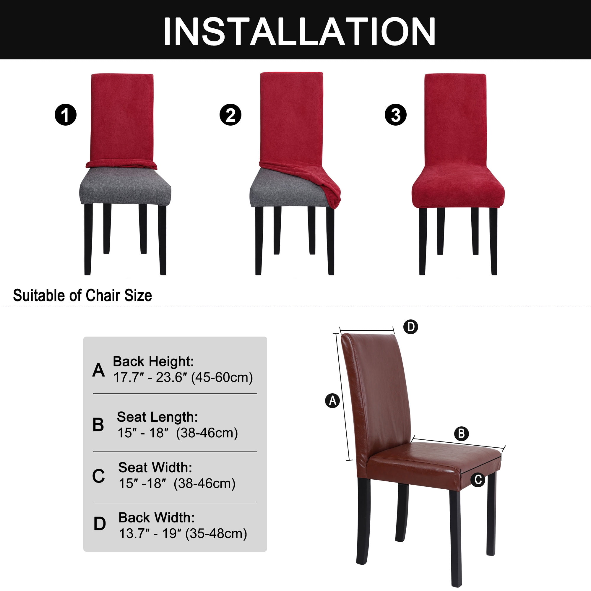 Unique Bargains Stretch Plush Short Dining Chair Cover Red