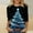 Black, variant on FDGIU Christmas Tree Shirts for Women 2025 3/4 Sleeve, Loose Fit Tunic Top with Xmas Tree Print, Holiday Casual Blouse