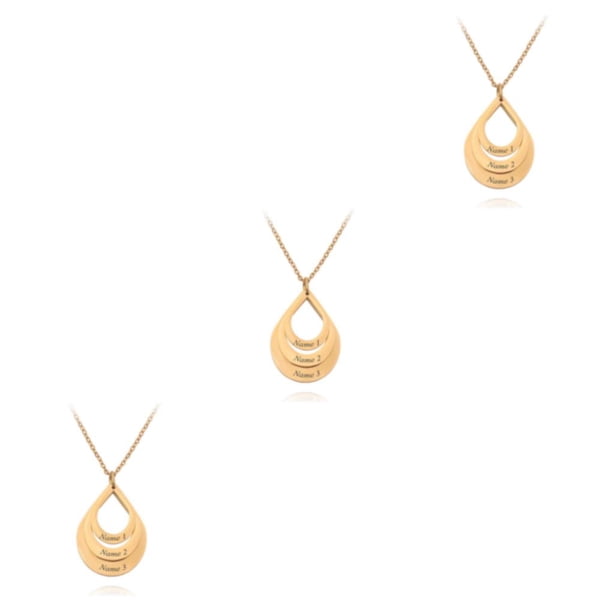 Qarigey Collar con colgante de gota de agua para mujer Cadena de nombres grabados personalizados de moda para los días de la madre 3 gotas de Type1 NO1