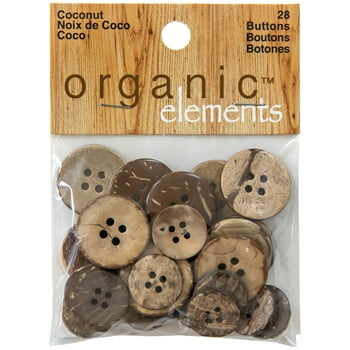  Elements Brown Assorted Sew Thru Coconut Buttons, 28 Pieces