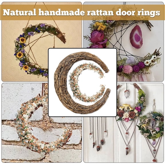 Moon Wreath - Crescent Moon Natural Grapevine Wreaths Base - DIY Half Moon Shaped Wreath Making Supplies for Decor 1PC