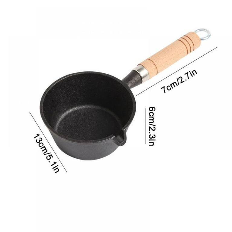 Mini Frying Pan Set with Burner Grate,Small Coating Free Cast Iron Skillet Pan with Removable Heat Resistant Wooden Handle,Omelet Pans,Portable Egg