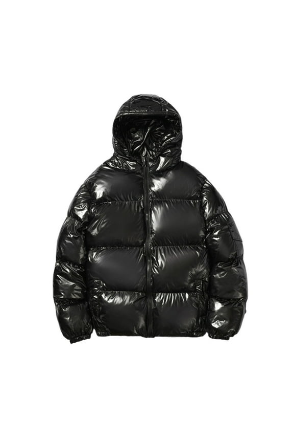 Hanes Men's Big and Tall Winter Puffer Jacket Waterproof Bubble Coat Puffy Ski Parka with Hood Up to 65% off Clearance-Black XXXXL