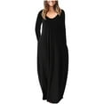 thumbnail image 2 of GaThRRgYP Summer Dresses,Women's Cotton Linen Turndown Collar Long Sleeve Pocket Loose Long Shirt Dress, 2 of 4