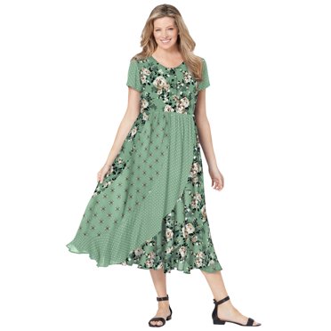 Floerns Women's Long Sleeve Maxi Dress - Bell Sleeve, Textured Fabric, Slit Hem