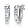 thumbnail image 2 of 0.90 Carat Blue Topaz Gemstone Hoop Huggie Earrings 14K Solid White Gold, 2 of 3
