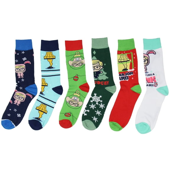 A Christmas Story Adult Holiday Inspired 6-Pack Crew Socks For Men And Women Mid-Calf