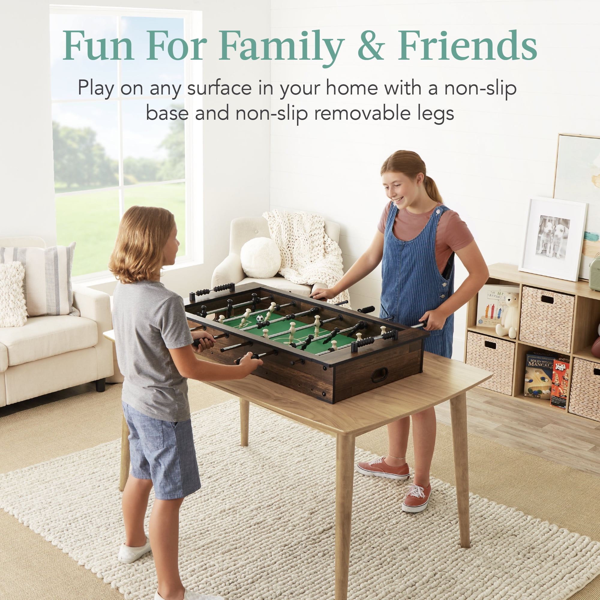 Best Choice Products 40in Tabletop Foosball Table, Arcade Table Soccer for Home, Game Room w/ 2 Balls - Dark Wood