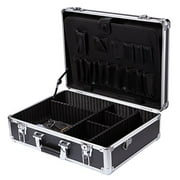 Aluminum Metal Hard Case Toolboxes Black Home Workshop Storage Box,Metal Round Corner with Adjustable Dividers
