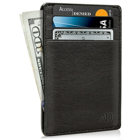 - Slim Minimalist Wallets For Men & Women - Genuine Leather Credit Card Holder Front Pocket RFID Blocking Wallet With Gift Box