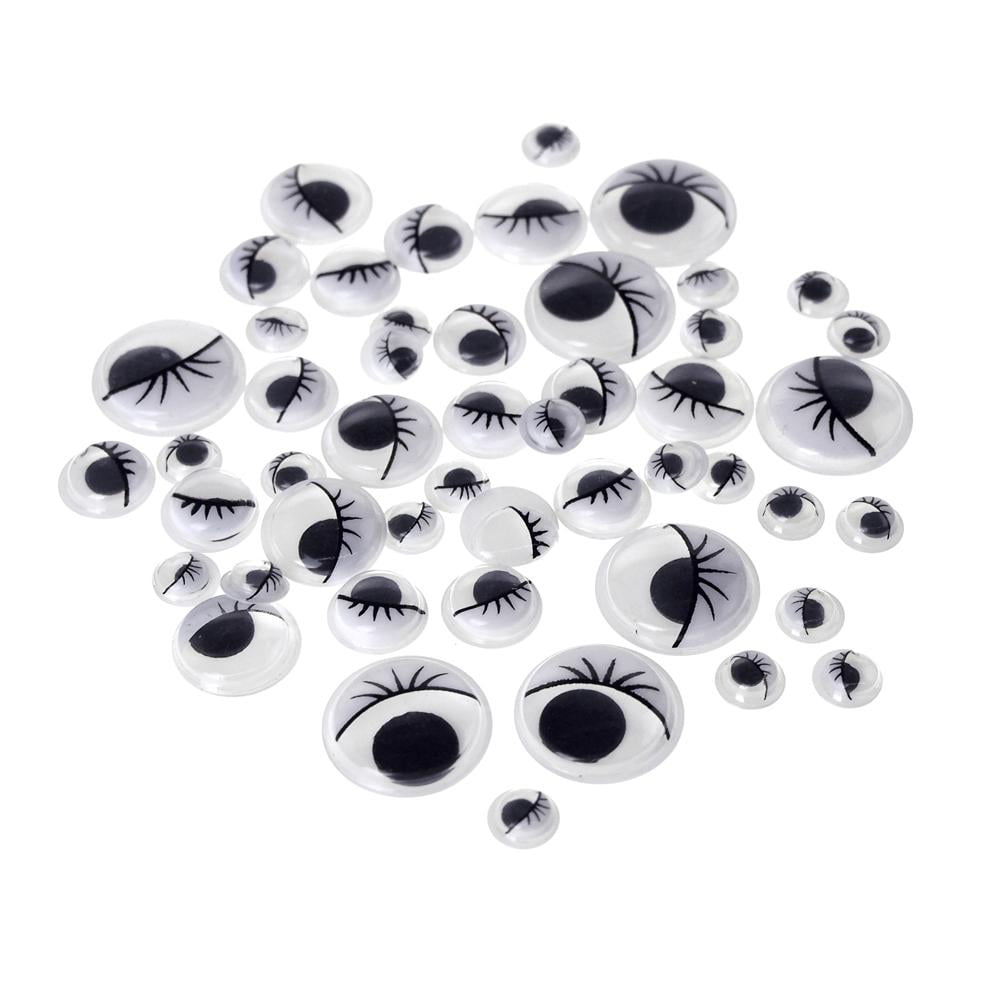Assorted Small Googly Eyes Lashes Self Adhesive Sticker, Black, 38