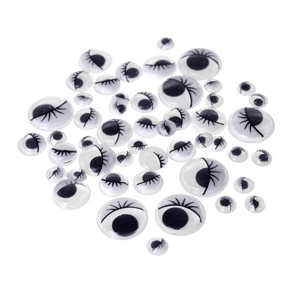 Assorted Small Googly Eyes Lashes Self Adhesive Sticker, Black, 38Count