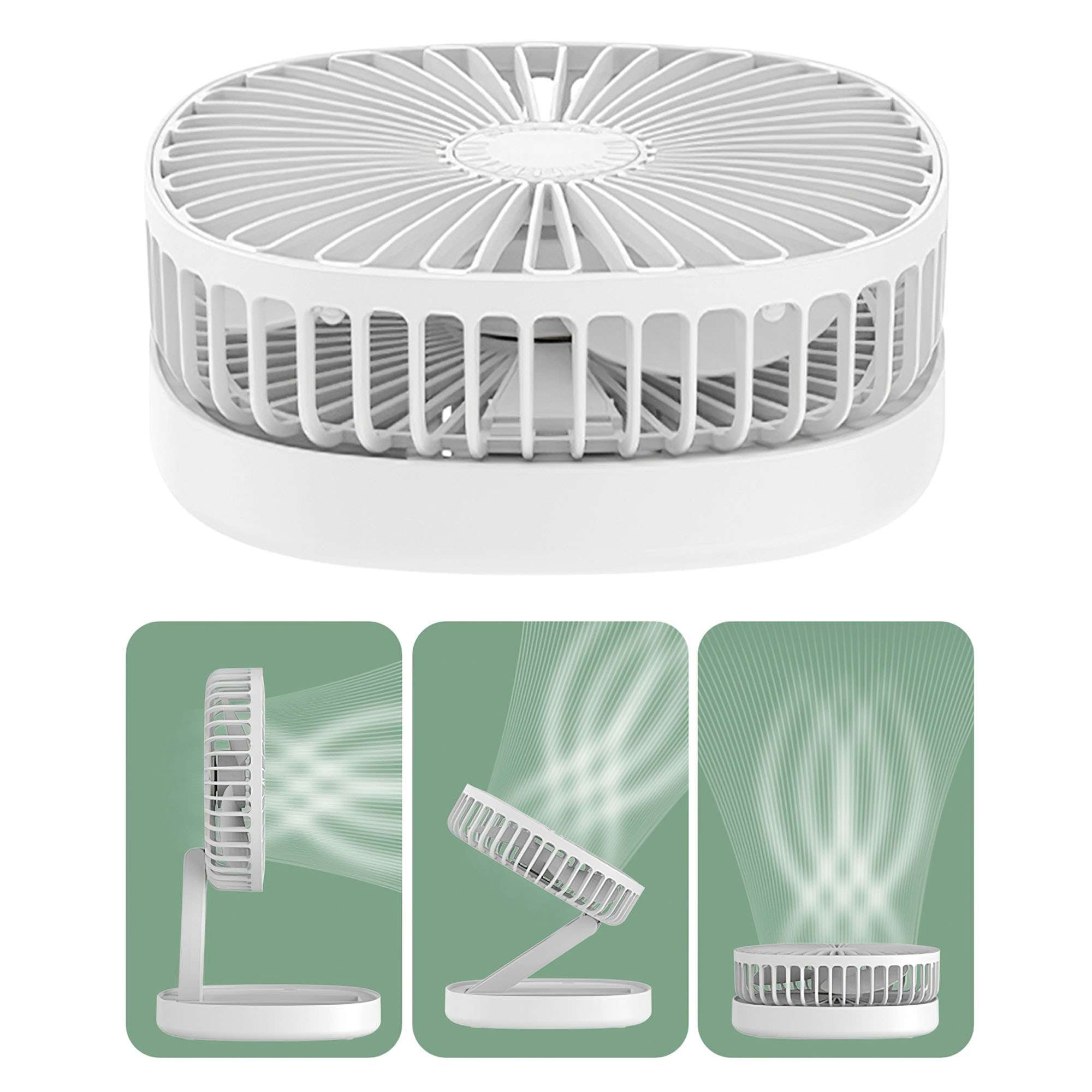 Deago 6.5 Inch Portable Travel Fan Folding Desk Fan Battery Operated & Rechargeable 3 Speeds Small Table Fan 185°Rotation Quiet for Bedroom Office