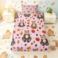 thumbnail image 5 of Manfei Cute Rustic Bear Twin Sheets, Waterclor Fall Leaves Bedding, Pink, 3 Pieces, 1 Flat Sheet, 1 Fitted Sheet and 1 Pillowcase, 5 of 6